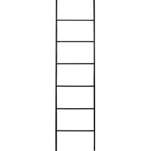 QUVIO Decoratie ladder - Decoratieve ladder - Handdoekladder - Wandrek - Kledingrek - Vrijstaand - Voor binnen - Decoratieve accessoires - Industrieel - Zwart - Metaal - 171 x 41,5 cm