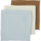 Meyco Baby Uni hydrofiele doeken - 3-pack - offwhite/light blue/toffee - 70x70cm