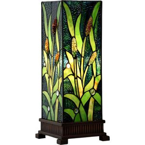 HAES DECO - Tiffany Tafellamp 18x18x45 cm Groen Glas Tiffany Bureaulamp