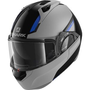 SHARK EVO GT SEAN Motorhelm Systeemhelm Zwart Zilver Blauw - Maat S