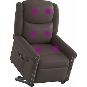 vidaXL Sta-op-massagestoel glanzend bruin kunstleer