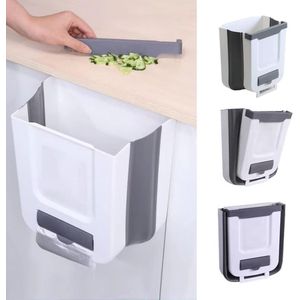 Hangende Opvouwbare Prullenbak - Wandgemonteerde Afvalbak voor Keuken Toilet - Compacte Vuilnisbak Woonkamer Badkamer - Opbergdoos Vuilniszak (Met 1 Onzichtbare Haak)