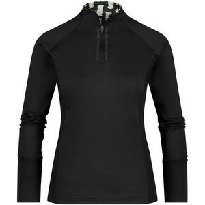 SuperRebel GRACE_ – Sportshirt dames – Zwart – Half zip – Lange mouwen – Ademend & elastisch