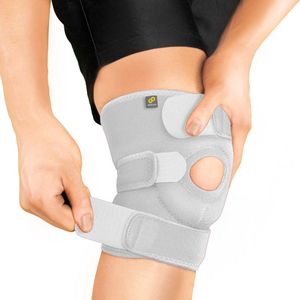 BRACOO - KS10 - Kniebandage - Grijs - Verstelbare Neopreen Kniebrace - Patella Stabilisator Opening