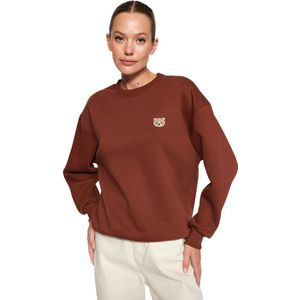 Trendyol Steendier Geborduurd Normale/Normale Pasvorm Fleece Gebreid Sweatshirt Met Dikke Binnenkant Twoaw24Sw00196