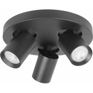 Moderne ronde spot Oliver | 3 lichts | zwart | kunststof / metaal | Ø 25 cm | badkamer lamp | modern / stoer design