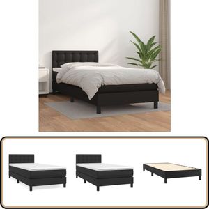 vidaXL Boxspring - Kunstleer - Zwart - 90x200 cm Boxspringbed - Boxspring - Slaapkamerinrichting - Tweepersoonsbed - Bed Frame
