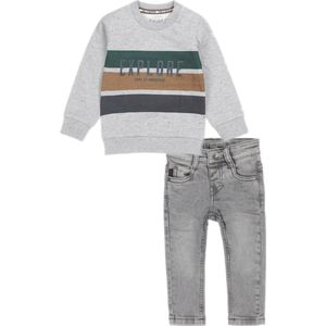 Dirkje -Koko Noko - Kledingset - 2delig - Grijze washed look jeans - Grijze sweater - Maat 92