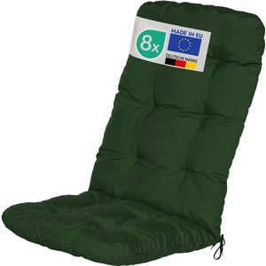 Beautissu Flair HL - Set van 8 Tuinkussen Hoge Rug - 120x50x8cm - Donkergroen - Tuinkussen in Matraskussen Kwaliteit