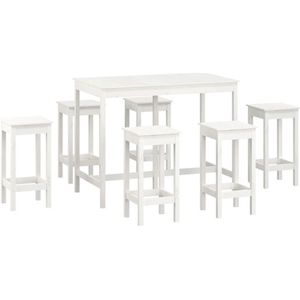 vidaXL - 7-delige - Barset - massief - grenenhout - wit
