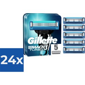 Gillette Scheermesjes Mach3 Turbo 5 stuks - Voordeelverpakking 24 stuks