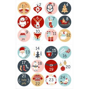 Sluitsticker - Sluitzegel – Advent Kalender | Rood - Beige - Blauw - Rose | Genummerd – Aftellen | Winter – Sneeuw - Kerst - Merry Christmas – Feestdagen – Sinterklaas | Envelop - Cadeau – Cadeauzakje | Leuk verpakken