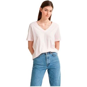 Selected Standard T-shirt Met Korte Mouwen En V-hals Roze XS Vrouw