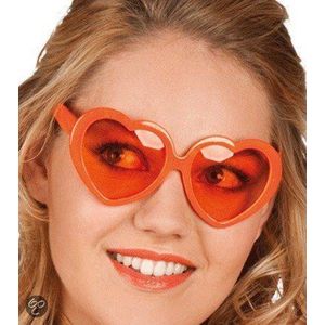 Jumada's - Zonnebril Hartjes Montuur Oranje - Sunglasses Orange - Feest en Festival - Feest accessoires - Verkleedaccessoires - Festivalbril - Carnaval Accessoires - Koningsdag - Carnaval