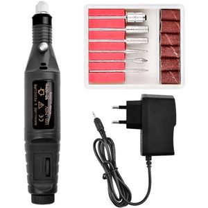 Professionele Mini Elektrische Nagelfrees–Nagelvijl Set met 7 Opzetstukken 1 stuk Zwart