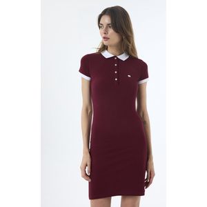 Jimmy Sanders - Jurk - Bordeaux - Katoenen - Korte Mouw - Knielengte