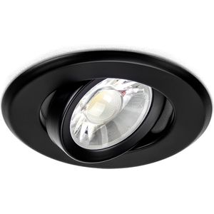 2x Inbouw GU10 LED Spot Armatuur - Zwart - Kantelbaar - Zaagmaat Ø75 mm - Aluminium - IP20 - Eenvoudige montage - Incl. GU10 Fitting