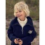 Mini Rodini - Gebreide Trui - Donkerblauw - Panda Patch