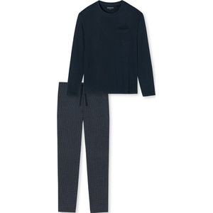 SCHIESSER Ebony pyjamaset - heren pyjama lang jersey blauw - Maat: XXL