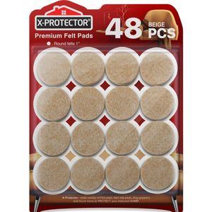 Meubilair Pads Vloerbeschermers X-PROTECTOR 48 Pcs, Premium Beige 25 mm - Vilten Pads voor Stoelpoten - Meubilair Vilten Pads voor Meubelpoten - Enorme Hoeveelheid Vloerbescherming Pads