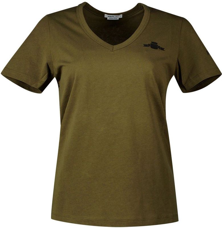 Replay W3595b.000.23188p T-shirt Met Korte Mouwen En V-hals Groen XS Vrouw