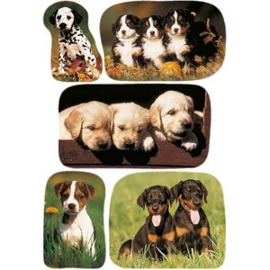 15x Honden/puppy dieren stickers - kinderstickers - stickervellen - knutselspullen