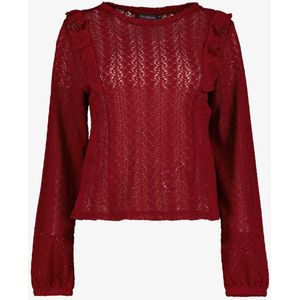 TwoDay kanten dames top met ruches bordeauxrood - Maat XL