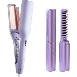 Vivva - Krultang en Stijlborstel - Haarstyler - Golvenkrultang - Stijlkam - Warmteborstel - BELLELUX + MINIGLAM