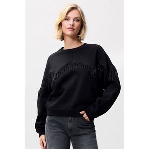 Catwalk Junkie - Beaded Fringed Sweater - Zwart - Sweater