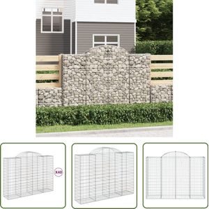 The Living Store Schanskorven 40 st gewelfd 200x50x140/160 cm ijzer - Schanskorven - Tuingrens - Haag - Privacy Screen - Sierhekwerk