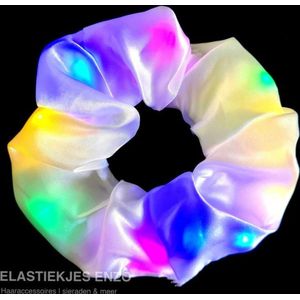 Scrunchie met Led lichtjes - Wit - 1 stuk - haarelastiek met lichtjes
