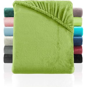Hoeslaken Cashmere Touch, vergelijkbaar met nicky, teddy, coral fleece, hoeslaken 140 x 200 tot 160 x 200 cm, groen