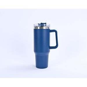 Quencher Tumbler RVS thermo drinkfles INCL. LEK-PROOF SET 1.0 1.2L Navy Blue 40oz - Travel Cup - RVS Thermosbeker met Handvat en Rietje - Drinkbeker To Go - 1.2 Liter - Koffiebeker - Travel Mug - Thermosbeker - Thermosfles - Thermoskan