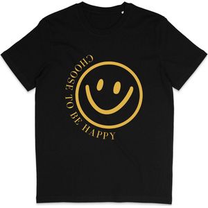 Grappig T Shirt Dames Heren - Choose to be Happy Smiley - Zwart - 3XL