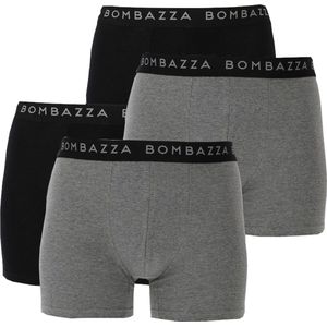 Bombazza - Heren Onderbroeken 4-Pack - Katoen - Boxershort - Combo Grijs/Zwart - Maat M