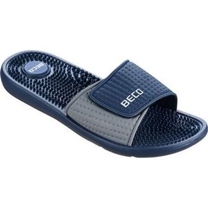 Beco Badslippers Met Klittenband Donkerblauw Heren Maat 40