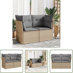 The Living Store Tuinbank Modulaire Set - 2-zitsbank PE-Rattan - 124 x 62 x 69 cm - Beige - Waterdichte opbergfunctie Tuinbank - PE-rattan - Buitendecoratie - Lounge Set - Tuinset - 2 Persoons Bank - Relaxen