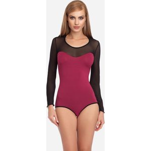 Merry Style Dames Body - Bodysuit - Lange Mouwen – Viscose – Purper/zwart – S - MS-VN-VBD15