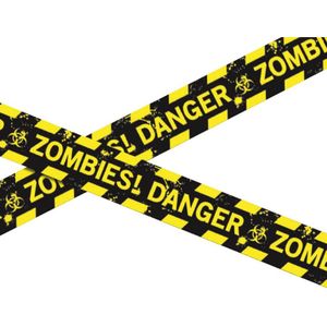 Markeerlint/afzetlint - Zombies danger - 12 meter - zwart/geel - kunststof