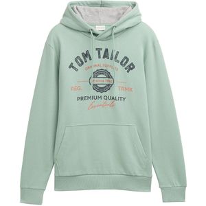TOM TAILOR - 22577 - Hoodie Sweatshirt - Stofgroen - Met Logo-print