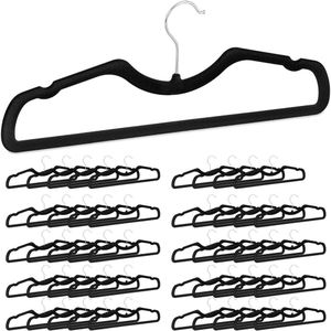 Kledinghangers - Fluweel - Set van 50 - Zwart - Antislip, Ruimtebesparend