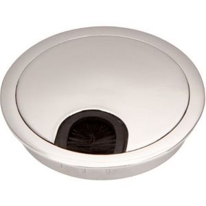 SOTECH 2 stuks Kabeldoorvoer metalen Boorafmeting Ø 90 mm bureau gepolijst chroom met stofafdichting
