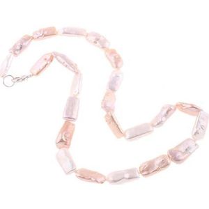 Zoetwaterparel ketting Pearl Rectangle Soft Colors