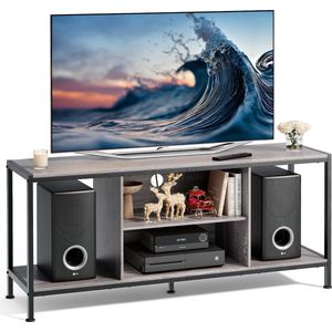 Bealife TV Meubel - TV Kast voor TV tot 165cm met Planken - TV Meubel Industrieel voor Woonkamer Slaapkamer Speelkamer - 139 x 40 x 62 cm - Grijs