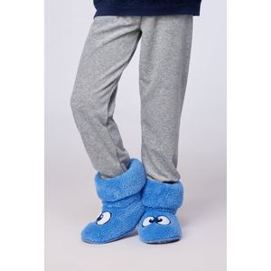 Woody - Oogjes - Pantoffels - IJsblauw - 100% Polyester Teddy