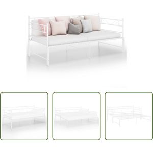 Het ideale product voor mensen met beperkte leefruimte- The Living Store Bedbank Wit - 206.5 x 185 x 89.5 cm - inklapbaar bed - zijplank - stevige metalen constructie