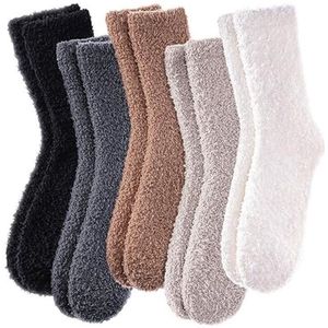 sokken - 5 Paar - Warme Fuzzy Fleece Sokken - Huissokken Dames - Warme Winter Sokken- Fluffy Sokken - Slaapsokken - Huissokken - Kousen - warm houden - koraal fleece - Pluche en comfortabel - dikke pluche sokken - middenbuis sokken