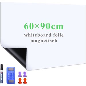 Magnetisch Whiteboard Folie 60*90CM Zelfklevend Weekplanner Papier met Marker en Wissers - Droogwisborden voor Gladde Oppervlakken op School, Kantoor, Thuis