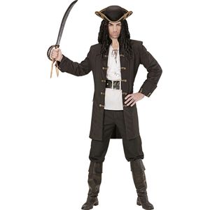Widmann - Piraat & Viking Kostuum - Luxe Jas Man Zeeschuimer - Zwart - Medium - Carnavalskleding - Verkleedkleding