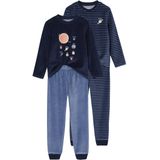 Vertbaudet Set van 2 ""ruimte"" fluwelen pyjama's voor jongens